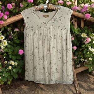 Carla Conti Silk Floral Sleeveless Soft Lightweight Blouse Size Large